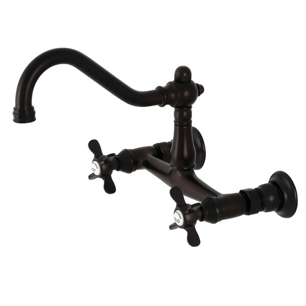 Kingston Brass KS3245BEX 8" Center Wall Mount Bathroom Faucet, Oil Rubbed Bronze KS3245BEX - main